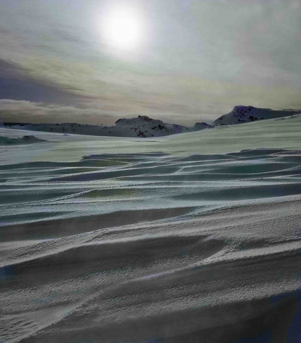 frosted snowdrifts (sastrugi)
