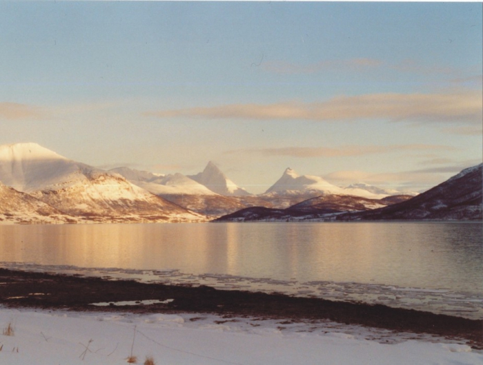 Balsfjorden; looking east towards Storvasstind and Piggtind mountains.