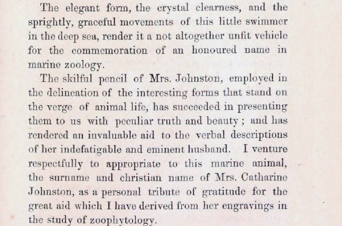Gosse's dedication of "The Chrystalline Johnstonella" to the Johnstons, especially Catharine