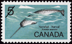 Canadian Postage Stamp (1968): Narwhal, Monodon monoceros