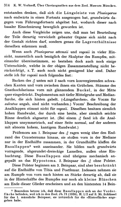 Original description p. 314 Plusioporus vogesii Verhoeff, 1938