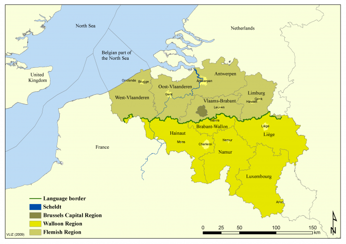 Administrative map of Belgium