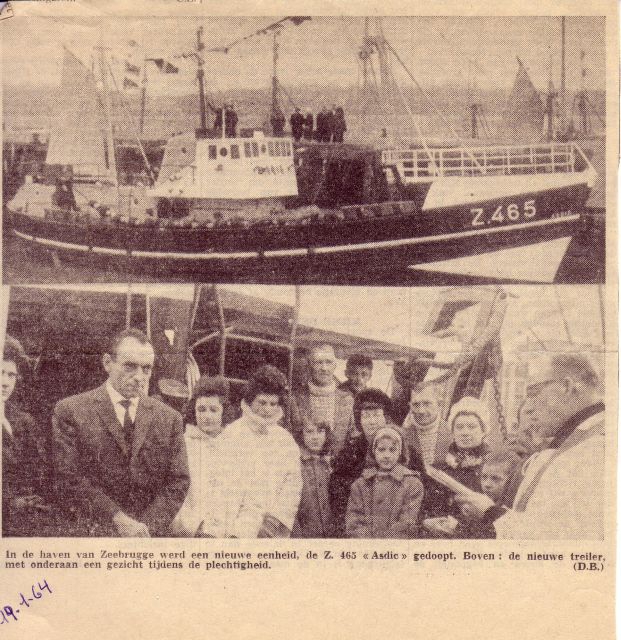 Doop Z.465 Asdic (Bouwjaar 1963) in haven Zeebrugge