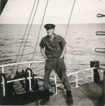 Andr Van Torre aan boord van de Z.402 Atlantis (Bouwjaar 1963), author: Onbekend