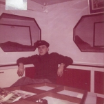 André Van Torre in de leefruimte van de Z.402 Atlantis (Bouwjaar 1963)