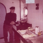 André Van Torre in de keuken van de Z.402 Atlantis (Bouwjaar 1963)