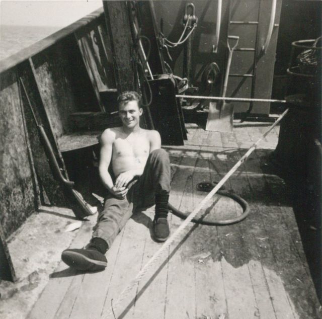 André Van Torre op het dek van de Z.402 Atlantis (Bouwjaar 1963)