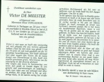 Rouwkaartje Victor de Meester